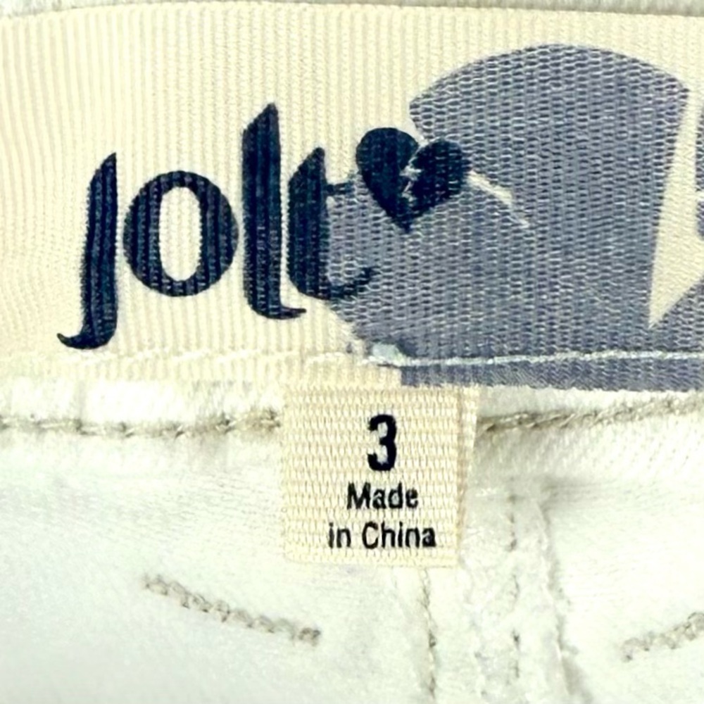 Jolt Women's White Jean Shorts with Cream Lace - Picture 3 of 4